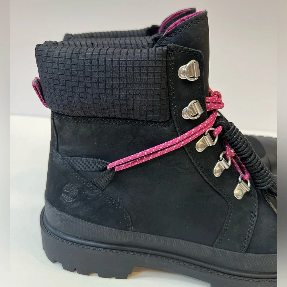 NWOT Timberland Black Leather Boots with Pink and Black Lace Options Included - Picture 6 of 15